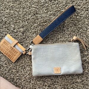 Consuela Silver and Tan Key & Card Holder